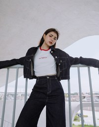 【Vacanza】Modern Chic Denim Jeans Crop Blazer Jacket