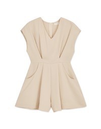 Simple Plain Pleated Sleeveless Playsuit