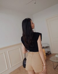 Wide Shoulder Lapel Cinched Waist Knit Top
