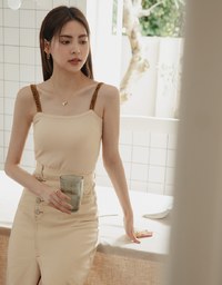 Amber Chain Dual-Strap Knit Tank Top