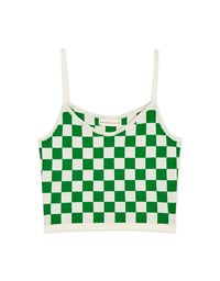 Voguish Checkered Knit Crop Cami Top