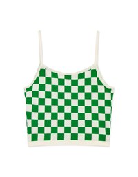 Voguish Checkered Knit Crop Cami Top