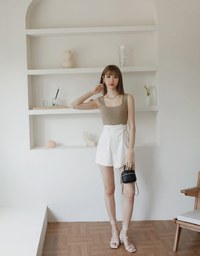 Minimalist Square Neck Knit Tank Top