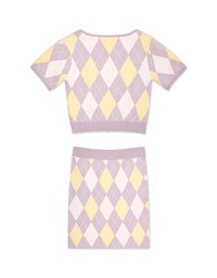 Diamond Square Neck Knit Skirt Set