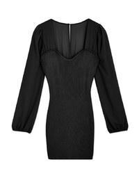 Square Neck Gauze Knit Mini Dress
