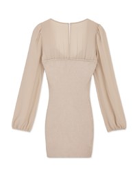 Square Neck Gauze Knit Mini Dress