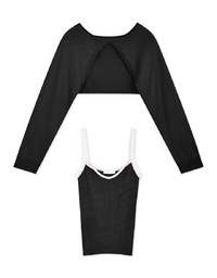 Contrast Slit Knit Two Piece Top