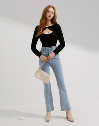 Contrast Slit Knit Two Piece Top
