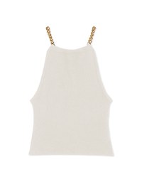 [I'M Meme] Gold Chain Shoulder-Sharp Knit Crop Tank Top