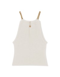 [I'M Meme] Gold Chain Shoulder-Sharp Knit Crop Tank Top
