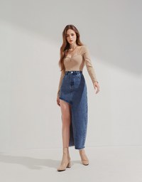 Square Neck Patchwork Crop Top
