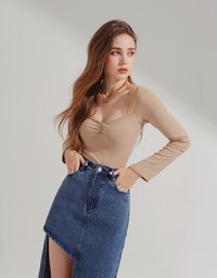 Square Neck Patchwork Crop Top