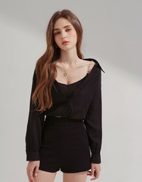 2Way Trendy Bead Chain Fake Two Piece CropTop