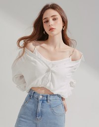2Way Trendy Bead Chain Fake Two Piece CropTop