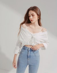 2Way Trendy Bead Chain Fake Two Piece CropTop