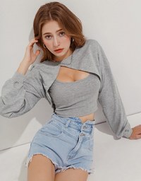 2Way Slit Two-Piece Cropped Top