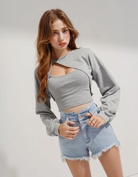 2Way Slit Two-Piece Cropped Top