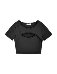 U Neck Low Cut Crop Track Top