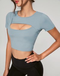 U Neck Low Cut Crop Track Top