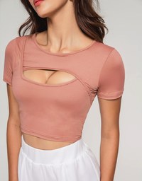 U Neck Low Cut Crop Track Top