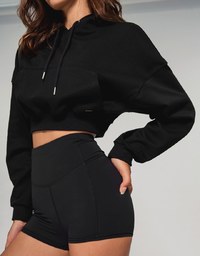 Hooded Drawstring Crop Sweatshirt