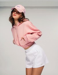 Hooded Drawstring Crop Sweatshirt