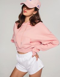 Hooded Drawstring Crop Sweatshirt