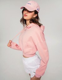 Hooded Drawstring Crop Sweatshirt