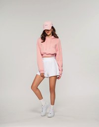 Hooded Drawstring Crop Sweatshirt