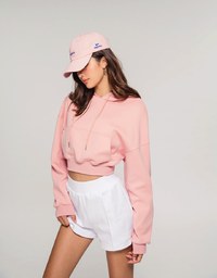 Hooded Drawstring Crop Sweatshirt
