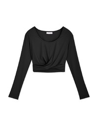 U Neck Overlap Crop Track Top