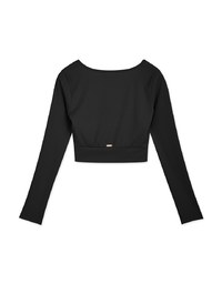 U Neck Overlap Crop Track Top