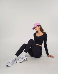 U Neck Overlap Crop Track Top