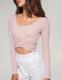 U Neck Overlap Crop Track Top