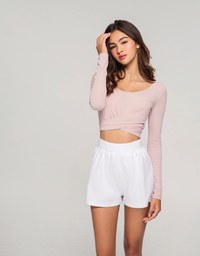 U Neck Overlap Crop Track Top