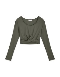 U Neck Overlap Crop Track Top