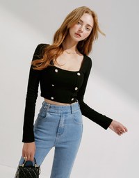 Square Neck Double Crop Top