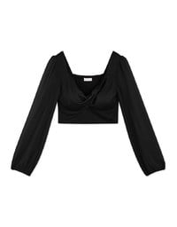 Heart Kink Puff Sleeve Short Top (With Chest Pad)