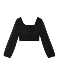 Heart Kink Puff Sleeve Short Top (With Chest Pad)