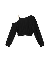 Overlapping One Shoulder Gold Chain Crop Top