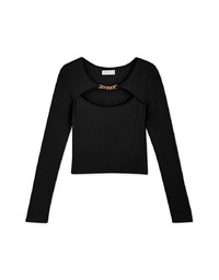 Gold Chain Cutout Rib Cropped Top