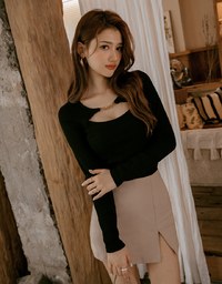 Gold Chain Cutout Rib Cropped Top