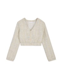 Chic Tweed Long Sleeve Crop Top