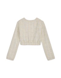 Chic Tweed Long Sleeve Crop Top