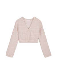 Chic Tweed Long Sleeve Crop Top