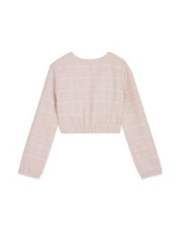 Chic Tweed Long Sleeve Crop Top