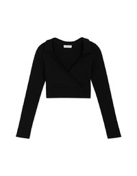 Overlap Lapel Low Cut Pitch Crop Top