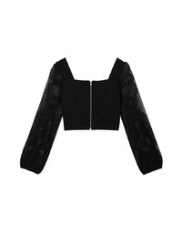 Sheer Lace Slives Zipper Crop Top