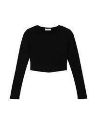 Round Collar Plain Knit Crop Top