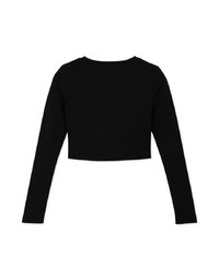 Round Collar Plain Knit Crop Top